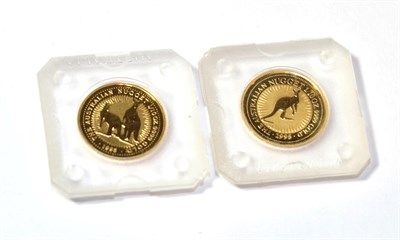 Lot 116 - Australia, 2 x 15 Dollars, 1/10 oz .999 Gold Coins featuring the 1995 and 1998 kangaroo types....