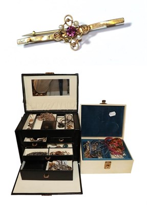Lot 119 - A bar brooch, stamped '9C'; and a quantity of costume jewellery including wristwatches,...