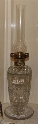 Lot 162 - A Victorian cut glass oil lamp with Duplex burner, 36cm to the top of the fitting