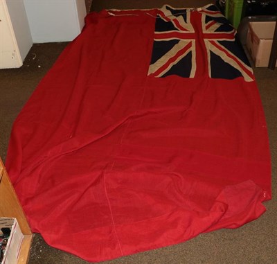 Lot 172 - A British Merchant Navy Red Ensign, in stitched panels of linen, the hoist stencilled 4YD...