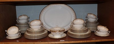 Lot 174 - Royal Worcester Imperial pattern white and gold dinner service comprising a sauce tureen with cover