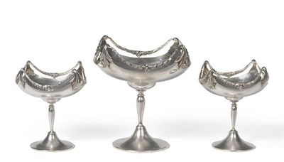 Lot 281 - A Set of Three Dessert Stands, Mappin & Webb Ltd, Birmingham 1910/11, the spreading bases rising to