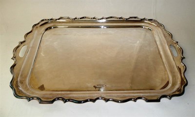 Lot 282 - A George V Tray, Walker & Hall, Sheffield 1918, shaped rectangular with moulded rim and twin...