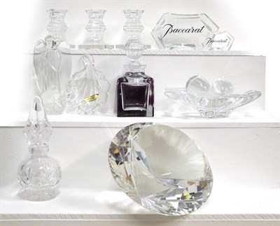 Lot 193 - A boxed Rosenthal crystal diamond and a quantity of Baccarat glass including a statue of an...