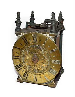 Lot 265 - An early 18th century Lantern form clock dial and movement, unsigned, (parts missing) (a.f.)