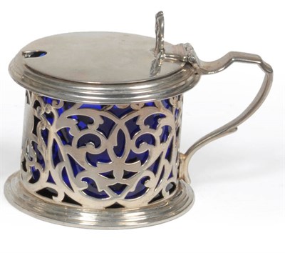 Lot 291 - A Victorian Mustard Pot, J & N Creswick, Sheffield 1853, of drum form with pierced foliate...