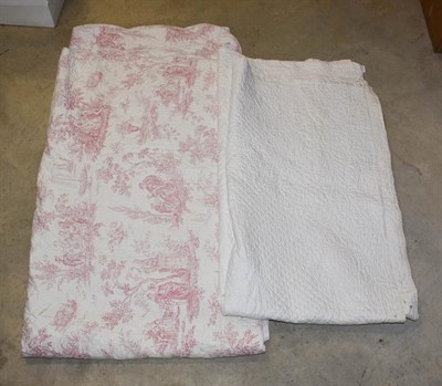 Lot 1108 - Late 19th century quilt and a 20th century red toile de jour quilt (2)