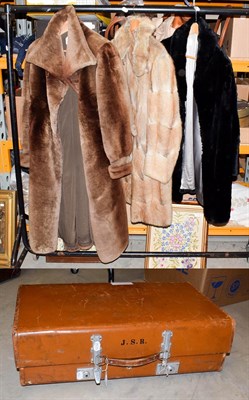 Lot 1117 - Circa 1930s fur coat with two large fur mounted buttons and stylish lining, a black moleskin...