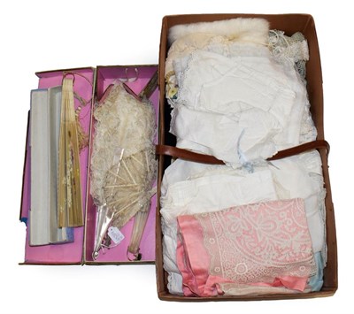 Lot 1139 - Box of assorted baby and toddler dresses, some with embroidered details, lace mounted pink...