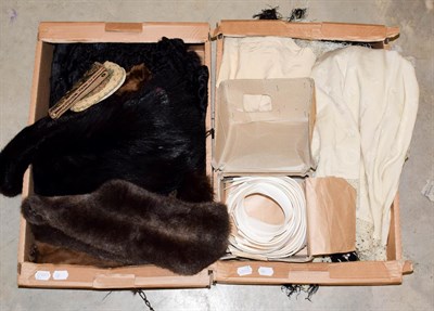 Lot 1172 - Assorted 19th century and later costume accessories, including a cream wool two tier cape,...