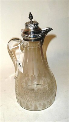 Lot 301 - A Victorian Silver Mounted Claret Jug, IP & Co, Birmingham 1870, the mallet form glass body...