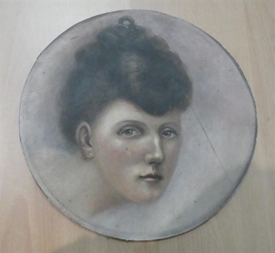 Lot 1205 - An early 19th century monochrome portrait of a lady, oil on canvas, inscribed verso,...