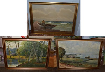 Lot 1245 - Continental school (20th century) fisherman unloading his catch, signed Peterson?, oil on...