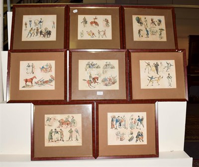 Lot 1249 - After Henry Alken, eight framed caricature pictures entitled 'Symptoms'