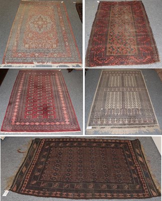 Lot 1252 - Lahore Bukhara Rug, the field with rows of guls enclosed by multiple borders, 186cm by 125cm,...
