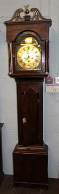Lot 1274 - A George III oak long case clock with brass arch top dial, sign John Dobi Tanfield no. 208,...