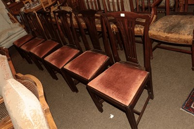 Lot 1315 - A set of six 19th century mahogany yoke-backed dining chairs with drop in seats