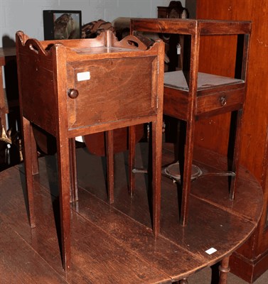 Lot 1332 - A George III mahogany two-tier washstand, a bedside cupboard together with a Georgian mahogany...