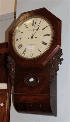 Lot 1359 - A 19th century mahogany cased fusee wall clock with painted dial, signed GEOe. Wilson, Penrith,...