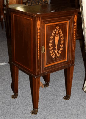 Lot 1388 - An Edwardian inlaid pot cupboard, 40.5cm by 34.5 cm, 77.5cm high