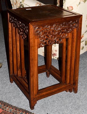 Lot 1392 - A nest of Chinese hardwood and inlaid Quartetto tables, circa 1900, each inlaid with various metals