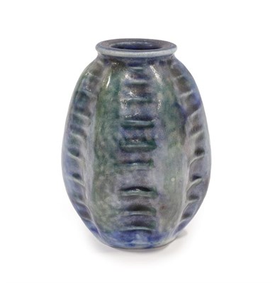 Lot 2001 - A Martin Brothers Stoneware Gourd Vase, by Robert Wallace Martin, horizontal ribs, blue and...