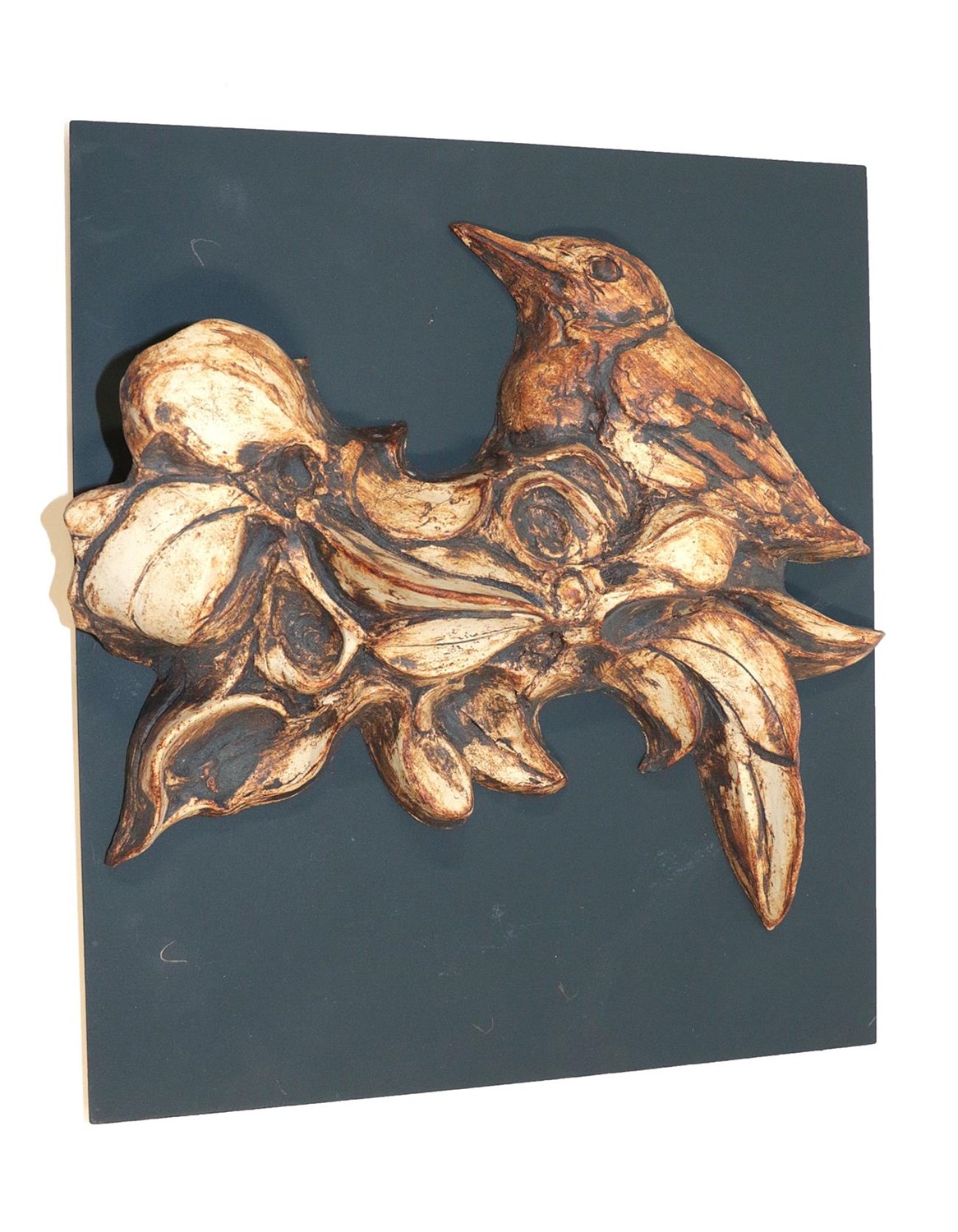 Lot 2005 - Mick Arnup (1923-2008): Fledgling: A Stoneware Relief Plaque, modelled with a bird in foliage,...