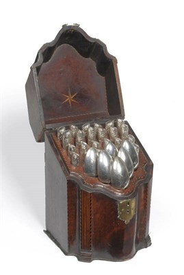 Lot 321 - A Georgian Mahogany Knife Box with Fitted Interior, the box circa 1770, the knives and forks...