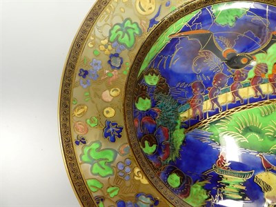 Lot 2013 - A Rare Wedgwood Fairyland Lustre Imps on a Bridge - The Roc Centre W1050 Lincoln Plate, designed by