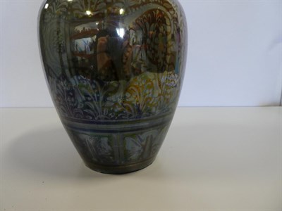 Lot 2019 - A Pilkington's Royal Lancastrian Lustre Vase, by Richard Joyce, with three water buffalo, in...