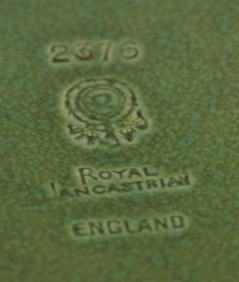 Lot 2022 - A Royal Lancastrian Jardinière, green mottled glaze, shape number 2376, impressed factory...