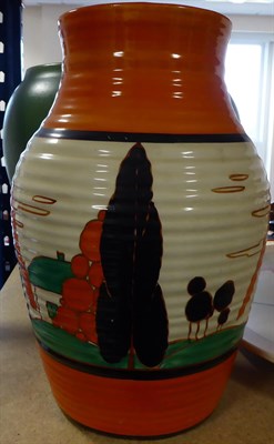 Lot 2023 - Clarice Cliff (1899-1972): A Fantasque Bizarre Trees and House (Alpine) Lotus Jug, painted with...