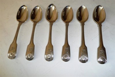 Lot 323 - A Set of Six George III Teaspoons, Robert Cattle & James Barber, York 1812-14, fiddle, thread...