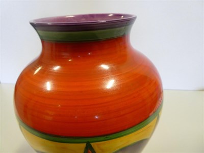 Lot 2029 - Clarice Cliff (1899-1972): An Original Bizarre Shape 14 Mei Ping Vase, green printed Wilkinson...