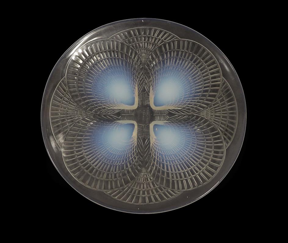Lot 2046 - René Lalique (French, 1860-1945): An Opalescent and Clear Glass Coquilles Plate, wheel cut...