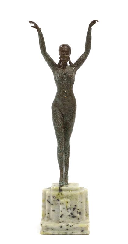 Lot 2056 - Johannes Gottfried Gotz (German, 1865-1934): A Patinated Bronze Figure, modelled as a starfish...