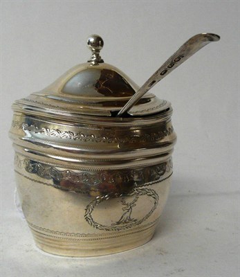 Lot 327 - A George III Mustard Pot, Crispin Fuller, London 1802, of oval bellied form, the domed cover...