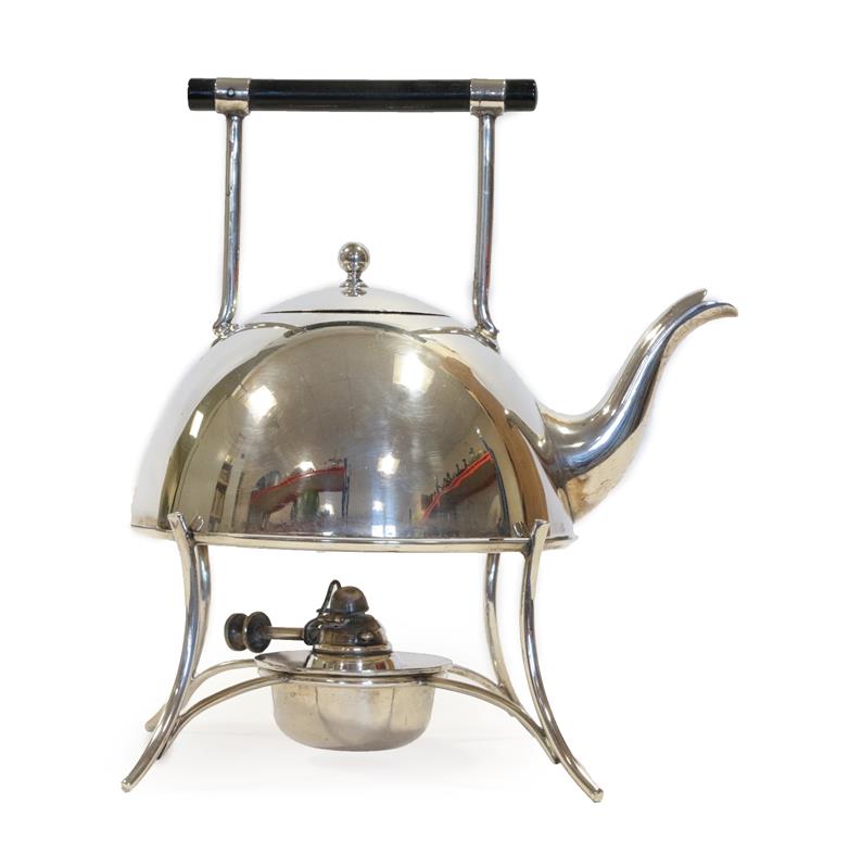 Lot 2079 - An Electroplated Kettle on Stand, George Wish of Sheffield, in the style of Christopher...