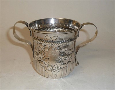 Lot 329 - A George III Porringer, maker's mark overstruck WC, London 1783, the flared cylindrical body...