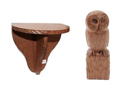 Lot 2095 - Workshop of Robert Mouseman Thompson (Kilburn): An English Oak Owl, carved as a standing owl...