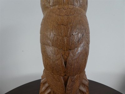 Lot 2095 - Workshop of Robert Mouseman Thompson (Kilburn): An English Oak Owl, carved as a standing owl...