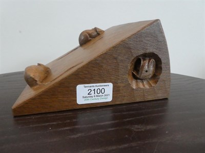 Lot 2100 - Workshop of Robert Mouseman Thompson (Kilburn): An English Oak Wedge of Cheese Money Box, with...
