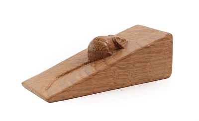 Lot 2101 - Workshop of Robert Mouseman Thompson (Kilburn): An English Oak Wedge, with carved mouse...
