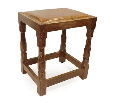 Lot 2120 - Workshop of Robert Mouseman Thompson (Kilburn): An English Oak Dressing Table Stool, with...