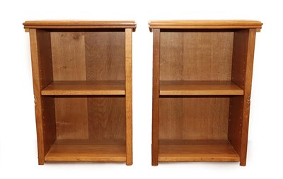Lot 2121 - Workshop of Robert Mouseman Thompson (Kilburn): A Pair of English Oak Bedside Bookcases, with...