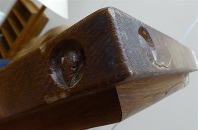 Lot 2164 - Workshop of Robert Mouseman Thompson (Kilburn): An English Oak Mantel Shelf, of plain design...