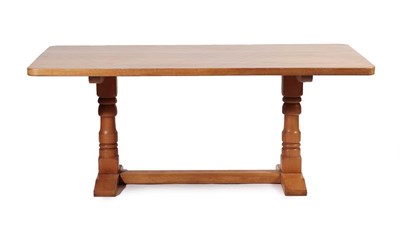 Lot 2178 - Cat and Mouseman: Lyndon Hammell (Harmby): An English Oak Refectory Dining Table, the adzed...