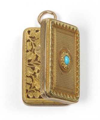 Lot 339 - A George IV Vinaigrette, unmarked, circa 1820, rectangular with machine engraved decoration against