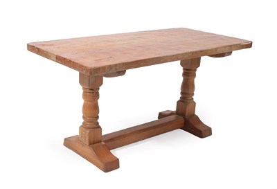 Lot 2183 - Cat and Mouseman: Lyndon Hammell (Harmby): An English Oak 3ft Refectory Coffee Table, the adzed...