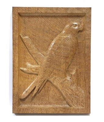 Lot 2206 - Woodpeckerman: Stan Dodds (1928-2012): A Carved English Oak Sparrow Hawk Plaque, with recessed...